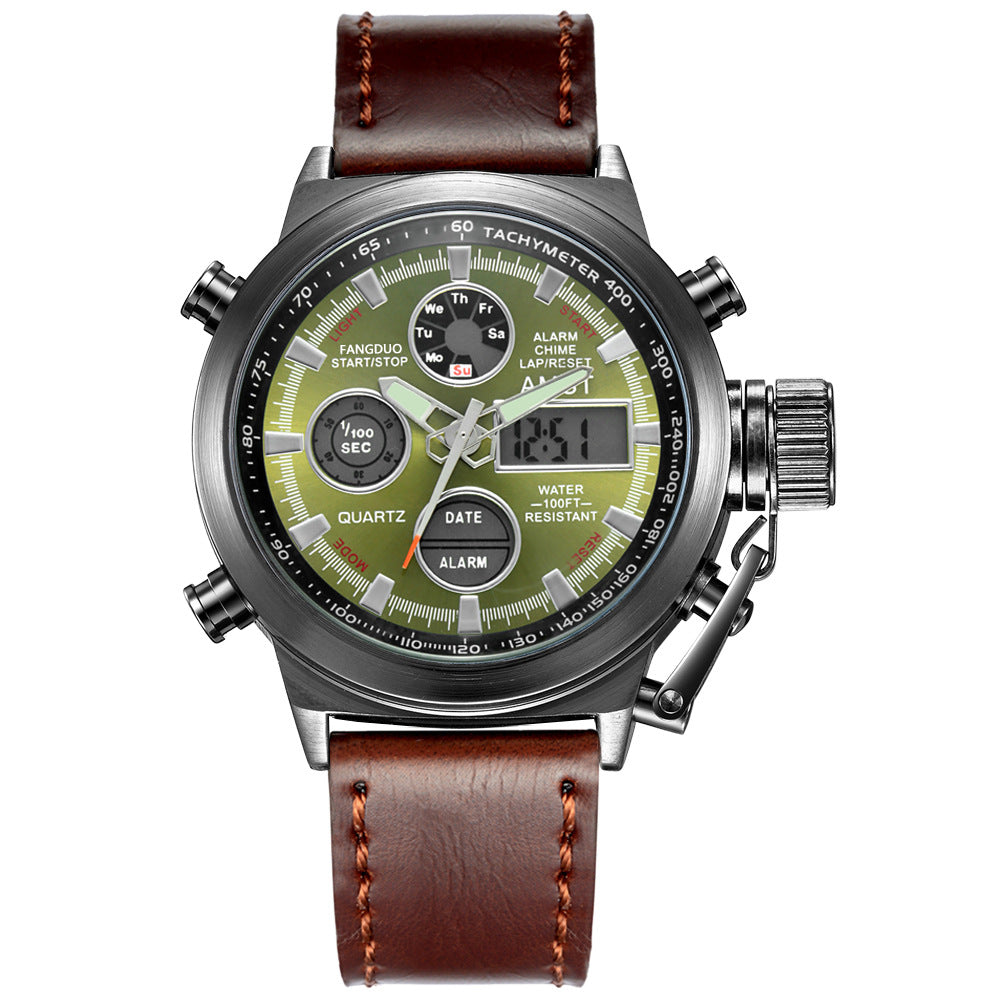 Retro minimalist men's electronic sports watch with stylish business-casual design in black, My Store brand