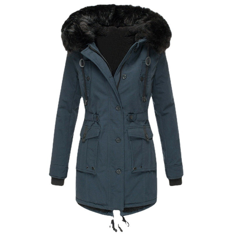 Women's fleece-lined thickened cotton padded winter clothing in a warm quilted design