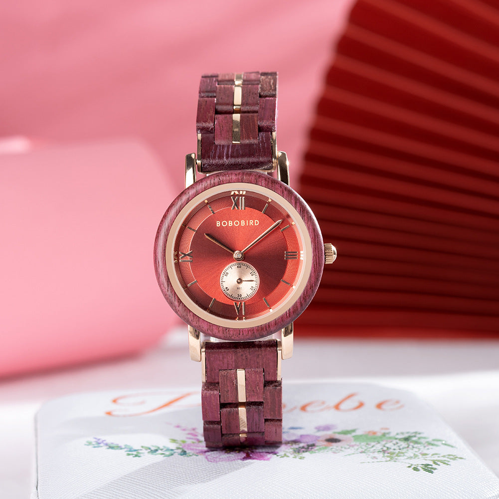 New wooden quartz watch with a natural wood case and minimalist dial by My Store