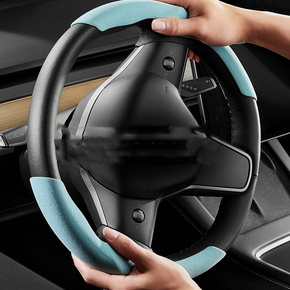Fur anti-skid steering wheel handle cover by My Store, soft textured wrap for improved grip