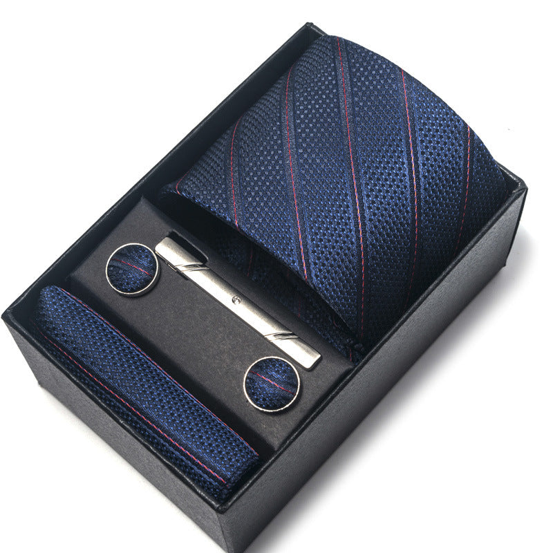Men's polyester yarn-dyed jacquard formal tie in a textured woven pattern