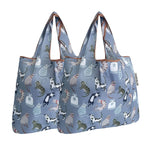 allydrew Foldable Tote Nylon Reusable Grocery Bag (Set of 2) Cool Felines