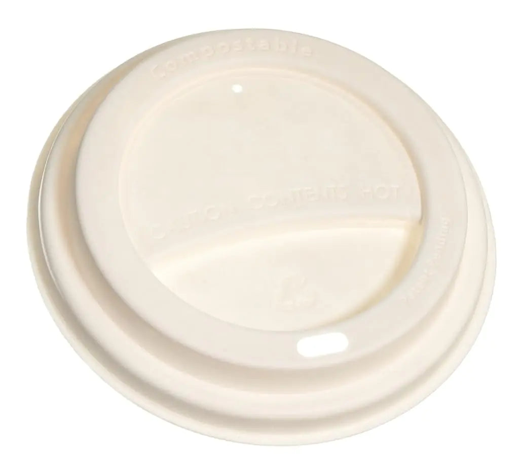 EcoQuality Disposable Fiber Coffee Cup Dome Lids for Coffee & Tea Cups - 100% Compostable & Biodegradable - Fits 10oz 12oz 16oz 20oz Paper Cups - Durable & Sturdy - Easy Sip Hole - 90MM Size (200)