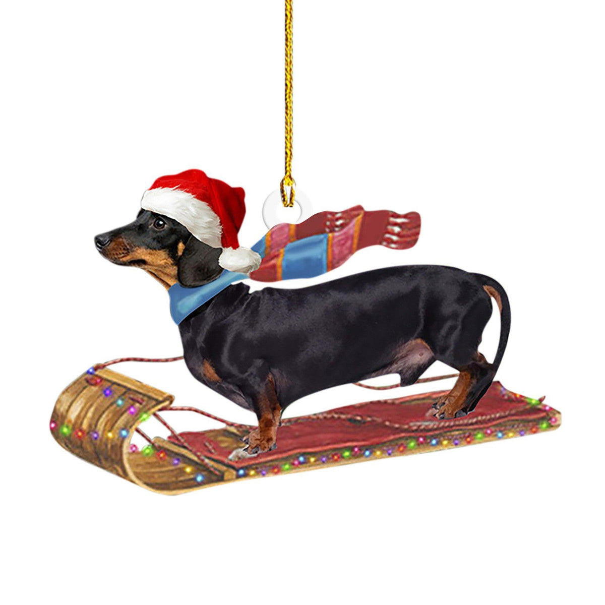 Christmas sausage dog decorations for home, festive dachshund ornaments displayed together