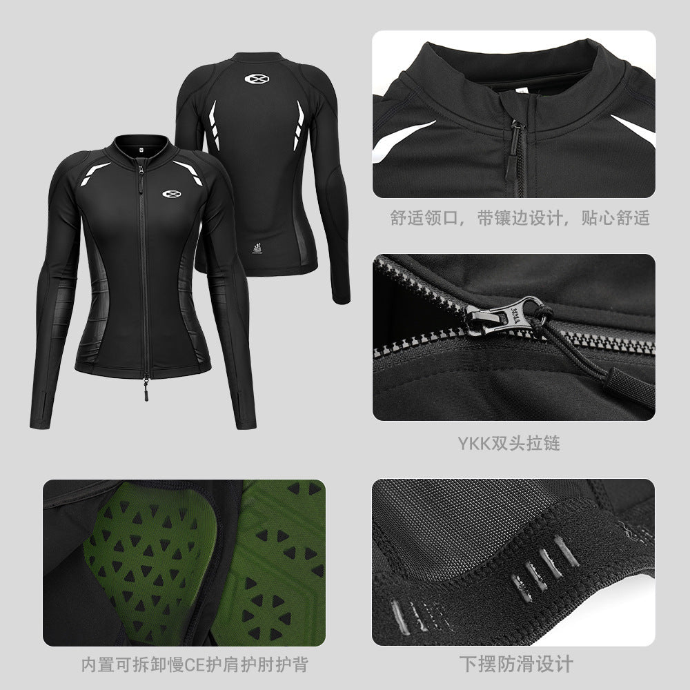 Women's outdoor motorcycle riding jacket by My Store, protective black textile design