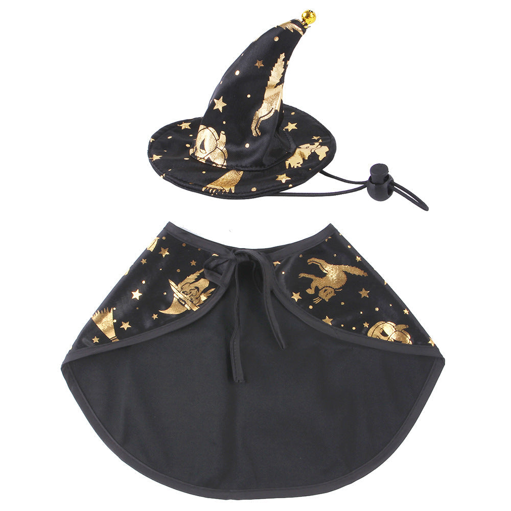 Halloween print wizard cloak suit with pointed hat for pet dog or cat by My Store