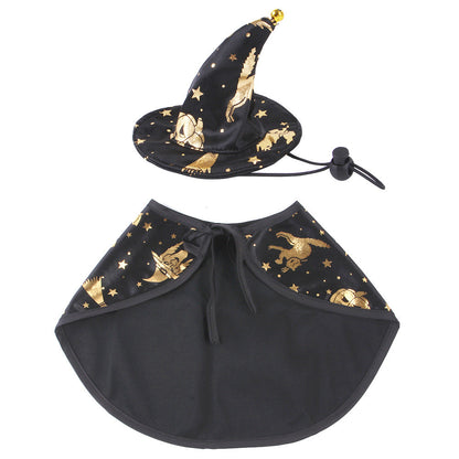 Halloween print wizard cloak suit with pointed hat for pet dog or cat by My Store