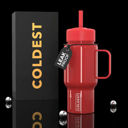 Coldest 6.7oz stainless steel bottle with insulated design, featuring a sleek silver finish and secure screw-top lid.