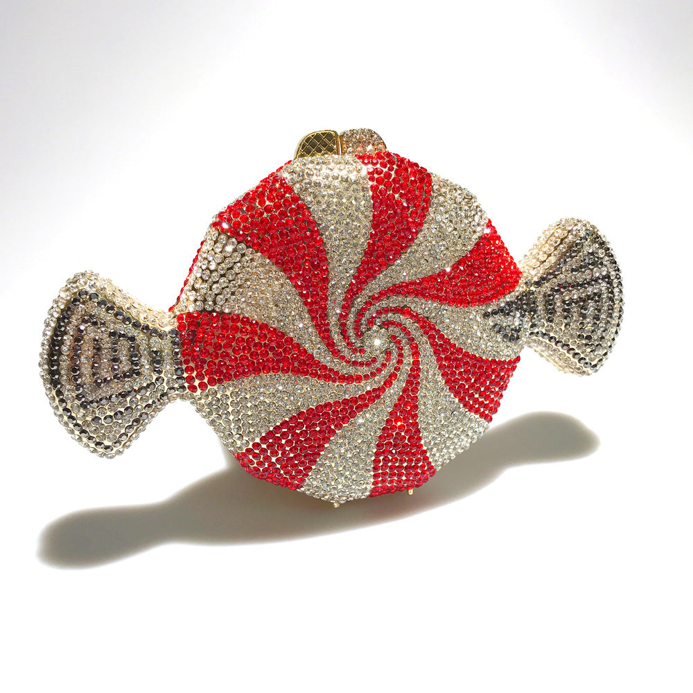 Women's diamond candy shape crystal clutch in sparkling geometric design