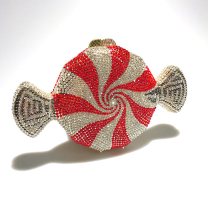 Women's diamond candy shape crystal clutch in sparkling geometric design