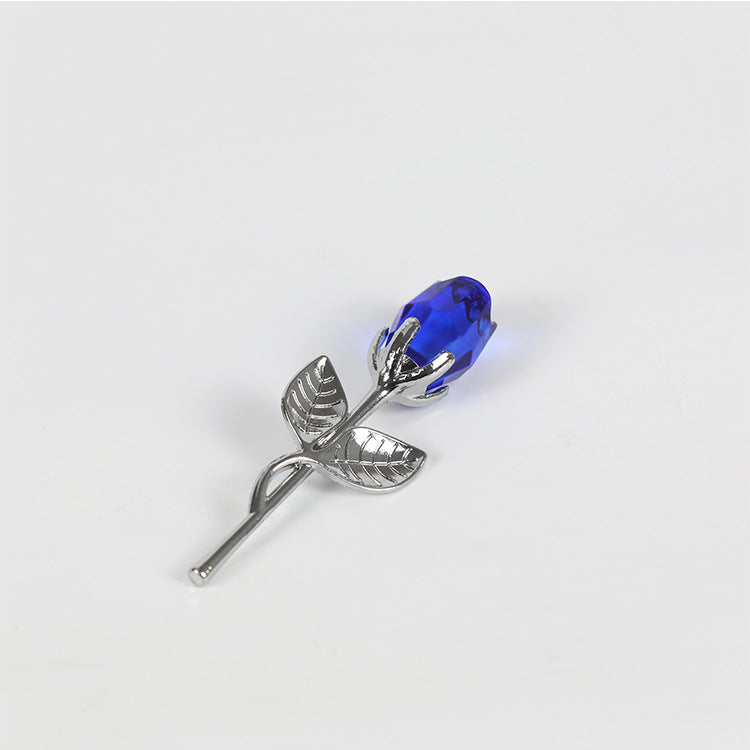 Crystal golden rose flower Valentine's Day gift with sparkling petals and decorative stem