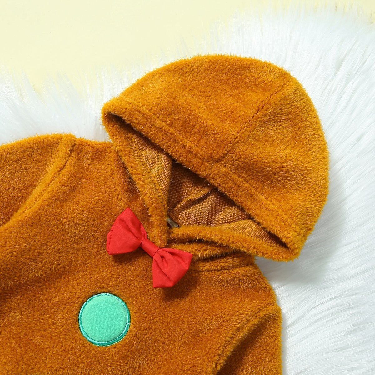 Children's Christmas infant fur hooded one-piece in a solid color by My Store