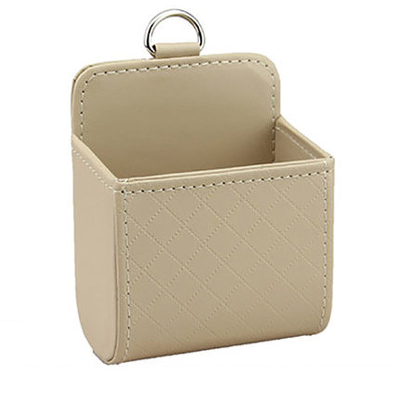 Multi-function car storage bag attached to an air outlet, featuring a compact accessory organizer design