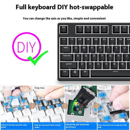 87-key wired hot-swappable mechanical keyboard with two-color keycaps by My Store