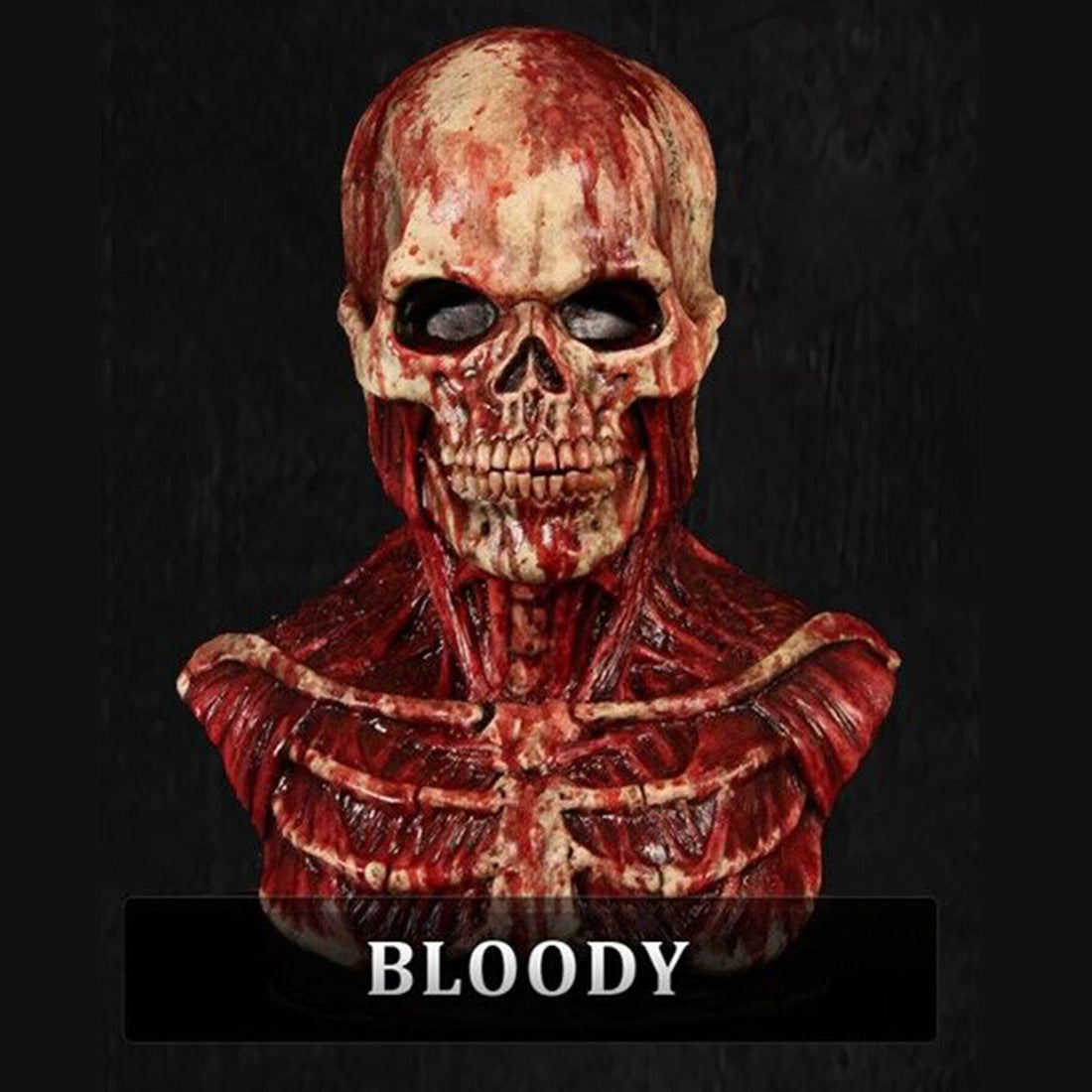 Halloween blood skull latex mask with detailed skull design and red blood accents