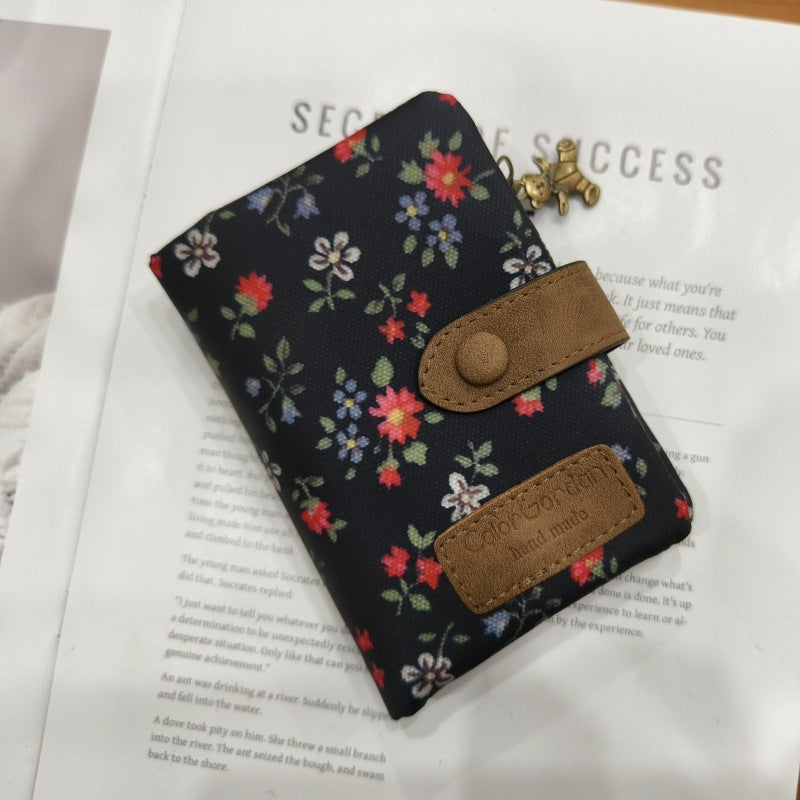 Multifunctional tri-fold fashion wallet with multiple card slots and printed design by My Store