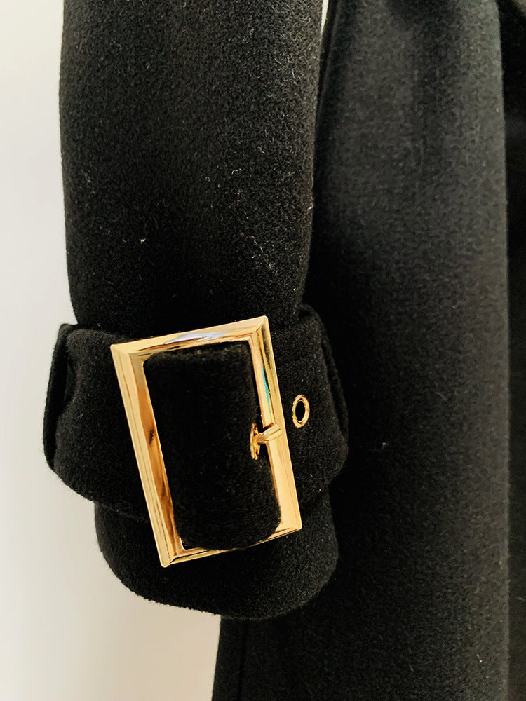 Long casual wool coat in a fall and winter style, front view