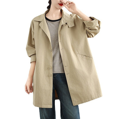 Women's relaxed-fit mid-length trench coat in a casual versatile style