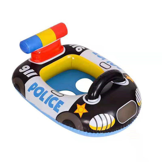 Children's PVC inflatable police car swimming ring, colorful design for kids' water play
