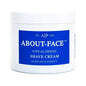 Hypoallergenic About Face Shave Cream by Pasteur Pharmacy in a 4.25 oz tube, creamy texture suitable for sensitive skin.