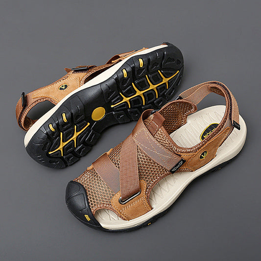 Men's slip-on large-size sandals by My Store, shown from the side