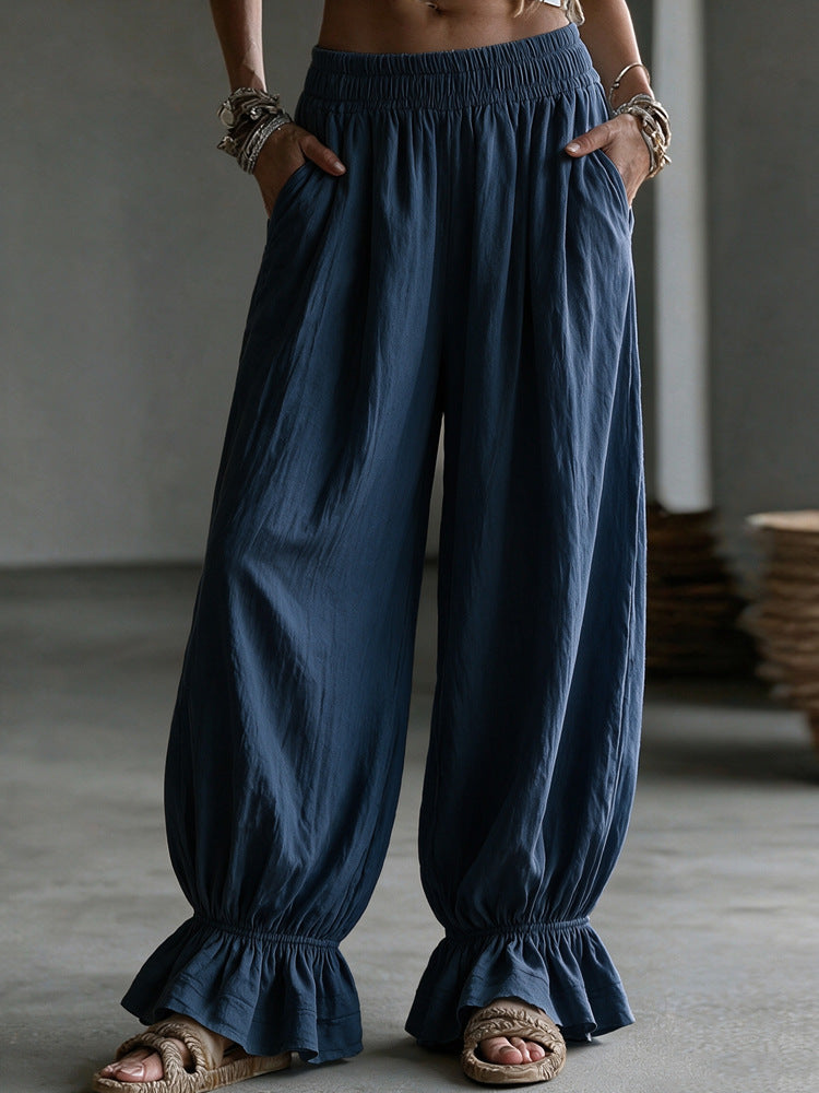 Women's autumn solid-color casual pants in a relaxed fit and classic style