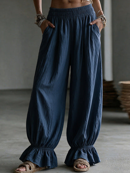 Women's autumn solid-color casual pants in a relaxed fit and classic style