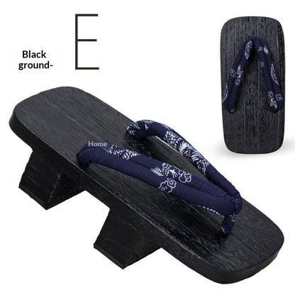 5.5cm-heeled solid-wood men's flip-flops with classic open-toe design and elevated wooden sole