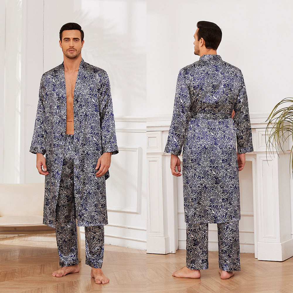 Men's fall thin long sleeve pajamas in a soft, comfortable sleepwear design