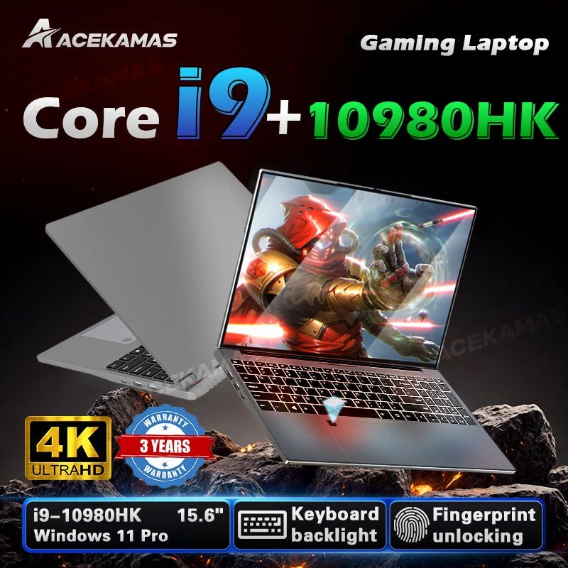 ACEKAMAS 15.6" Gaming Laptop Intel Core i9 10980HK Windows 11 Pro Gamer PC 16GB DDR4 1TB SSD IPS Notebook Computer Laptops PC - BACKUPMYFILESNOW