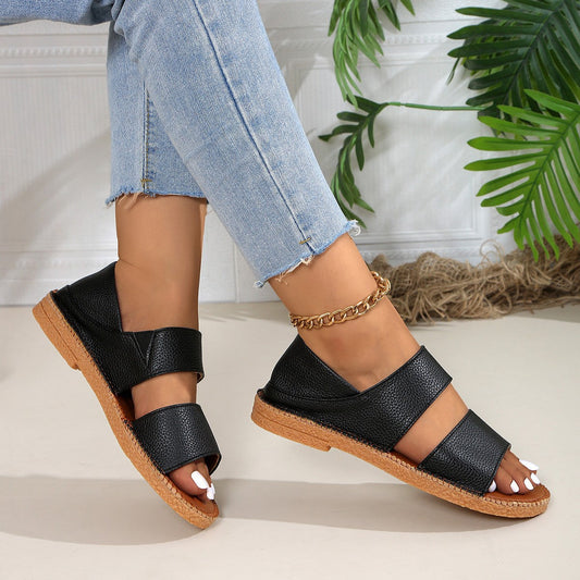 Fairy-style flat soft-soled sandals with delicate design and comfortable low-profile sole