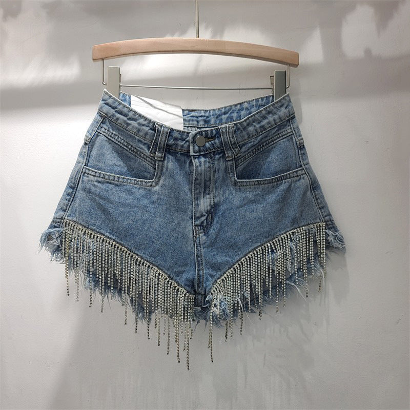 BackUpMyFilesNow® 2023 summer high-waisted ripped denim shorts for women, showing distressed details and classic fit