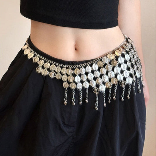 Fashion tassel bell waist chain for women with delicate hanging bells and tassel details
