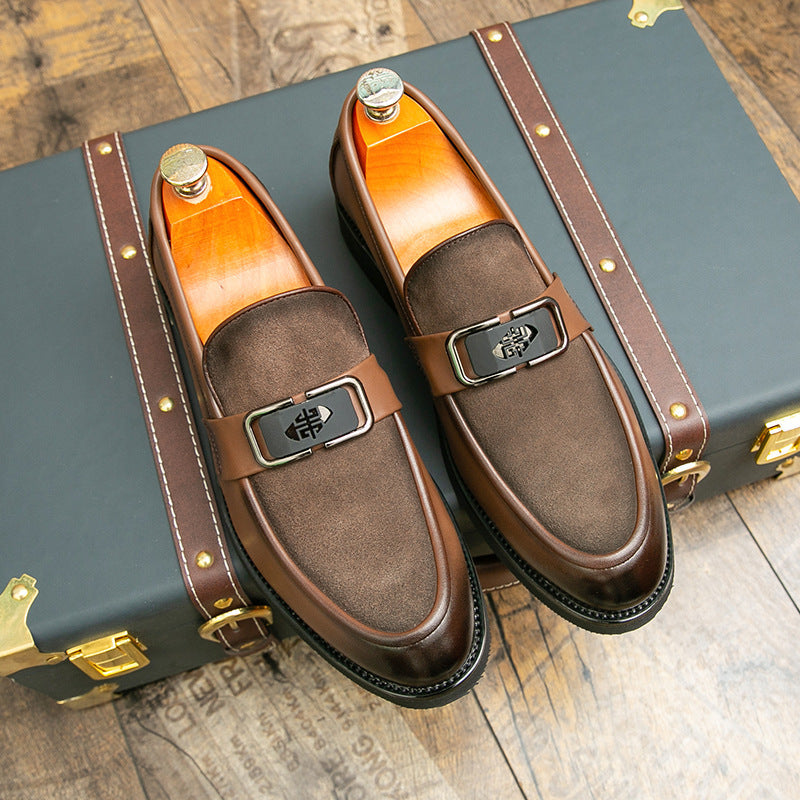 Men's leather plus-size slip-on casual loafers in a classic design