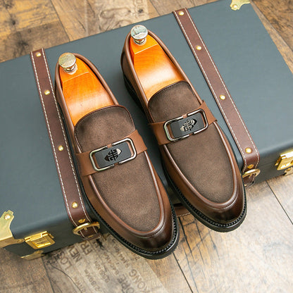 Men's leather plus-size slip-on casual loafers in a classic design