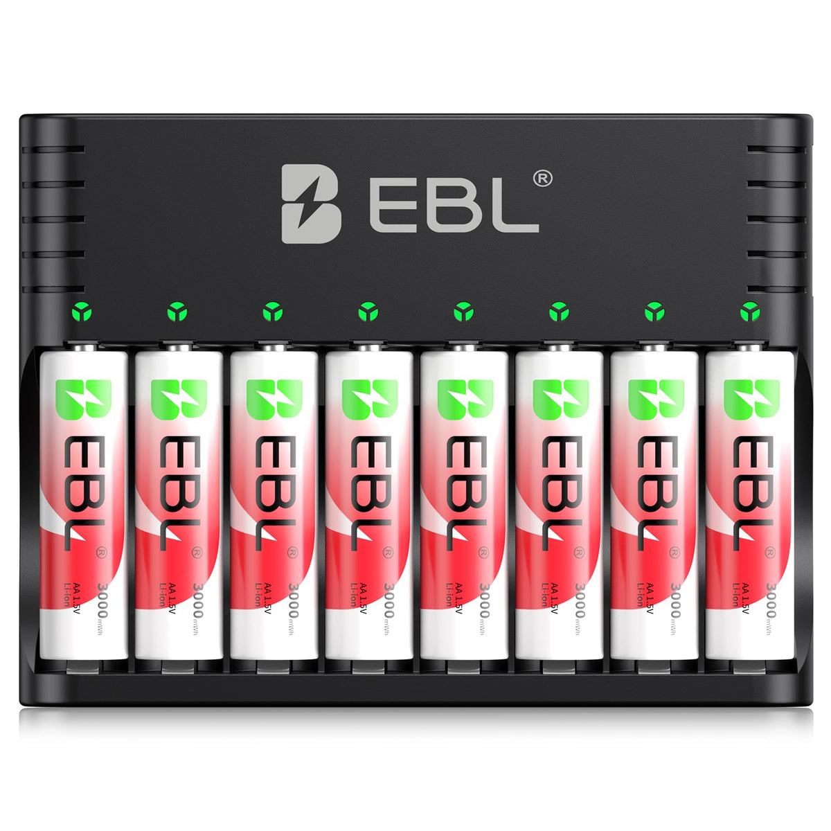 EBL Power+ AA Lithium Batteries with Charger 8-Pack