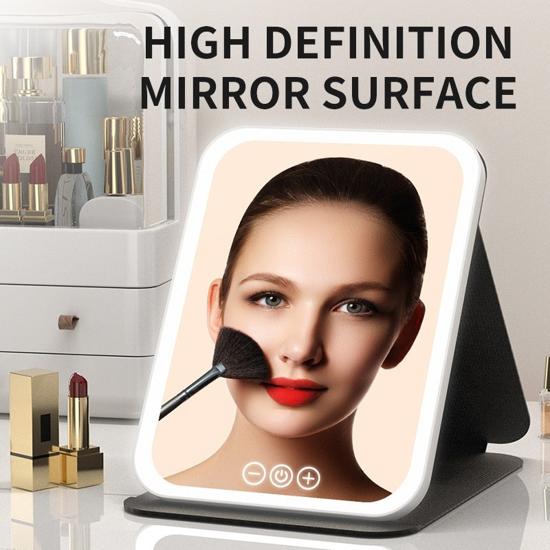 Portable foldable LED makeup mirror with built-in lights by My Store