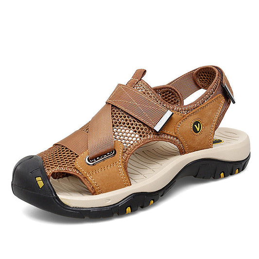 Men's slip-on large-size sandals by My Store, shown from the side