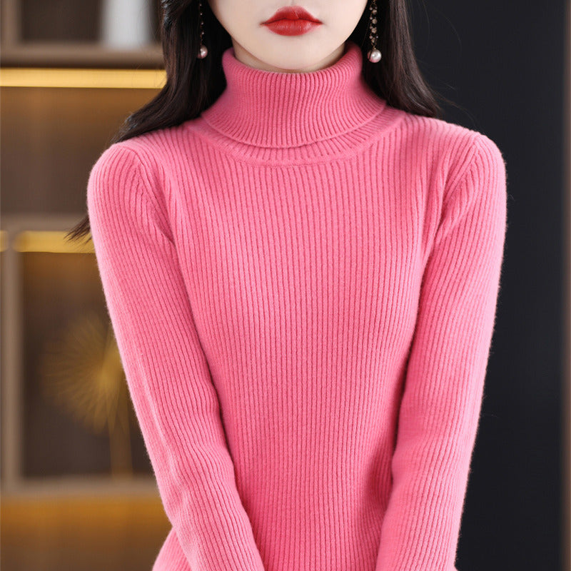 Women's fall winter turtleneck sweater in a cozy knit design