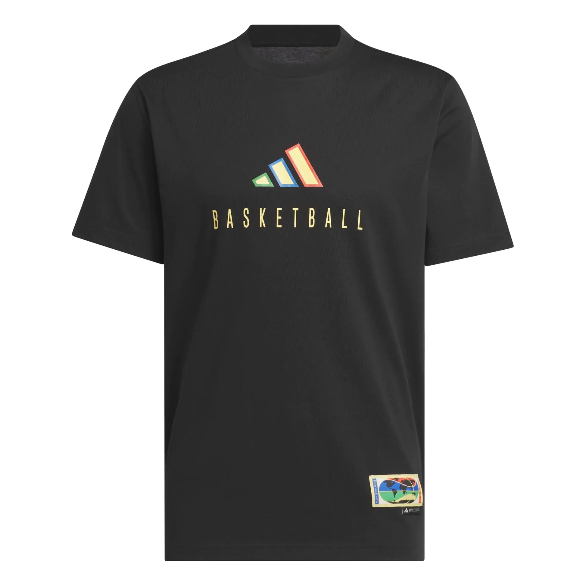 adidas Mens Worldwide Hoops Logo Graphic Basketball T-Shirt Black - BACKUPMYFILESNOW