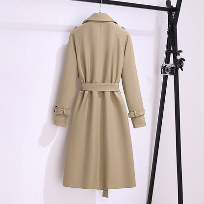Elegant high-end mid-length women's trench coat by My Store in a classic tailored style