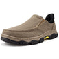 Brown men's slip-on canvas loafers by BACKUPMYFILESNOW®, size 41, featuring a casual design and comfortable fit.