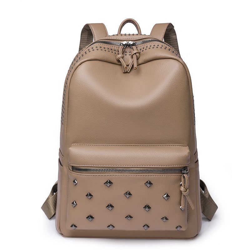 Women's designer anti-splash PU leather backpack by BACKUPMYFILESNOW® with adjustable straps and sleek modern design.
