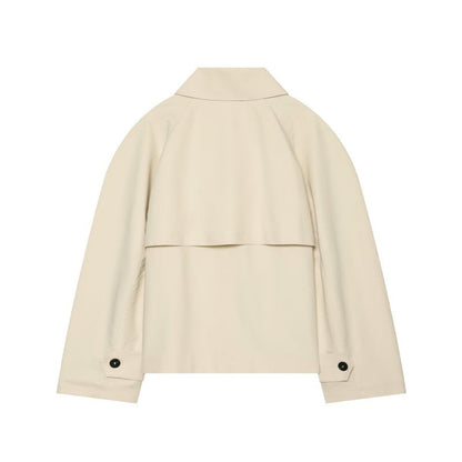 Women's loose-fitting short lapel trench coat by My Store, front view