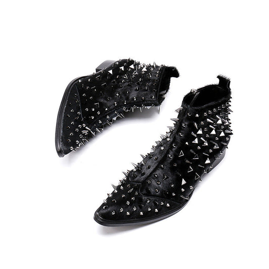 Men's high-top Dr. Martens boots in European and American style, black leather lace-up design