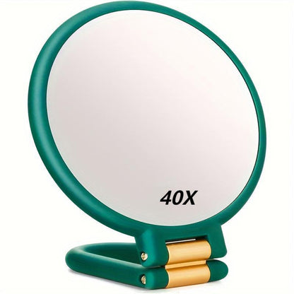 Double-sided handheld portable folding makeup mirror with 10x–40x magnification, My Store brand