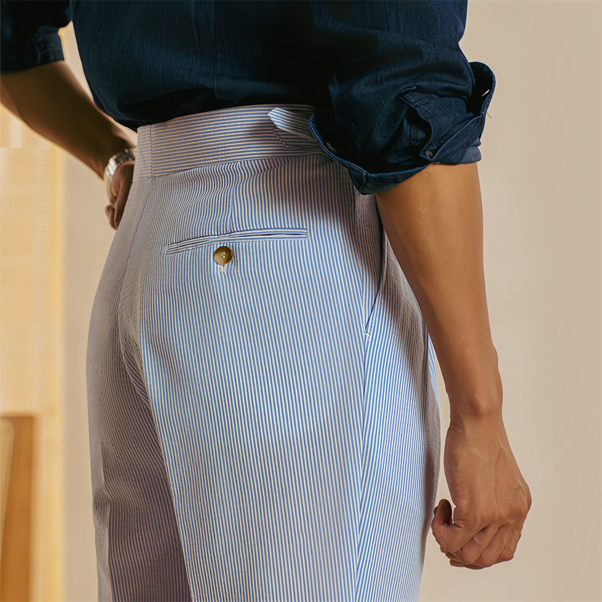 Men's all-match casual suit pants in a versatile style, shown in detail