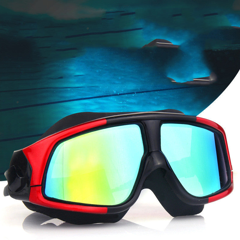 Transparent big-frame waterproof myopia swimming and diving goggles for adults