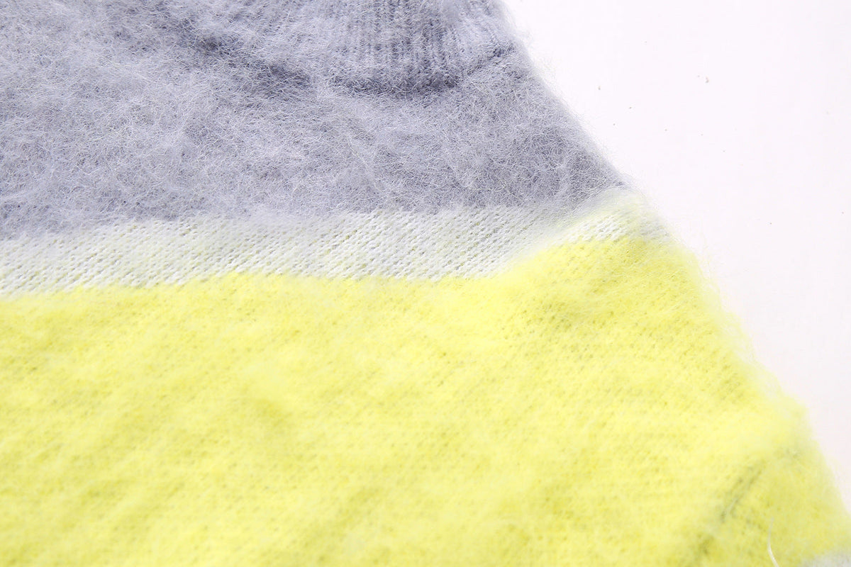 Women's winter fashion pullover with patchwork wool design