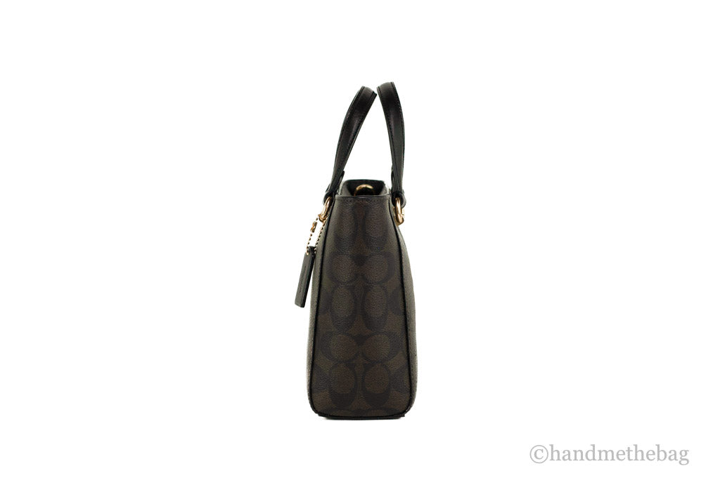 Coach CA613 Alice small brown and black crossgrain leather satchel crossbody bag with adjustable strap